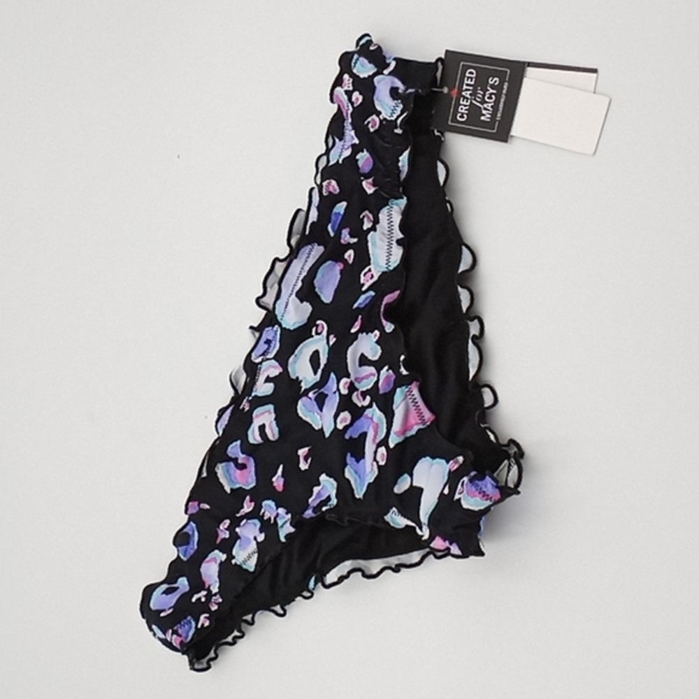 Salt + Cove Animal Instincts Print Ruffled Bikini Bottom Black